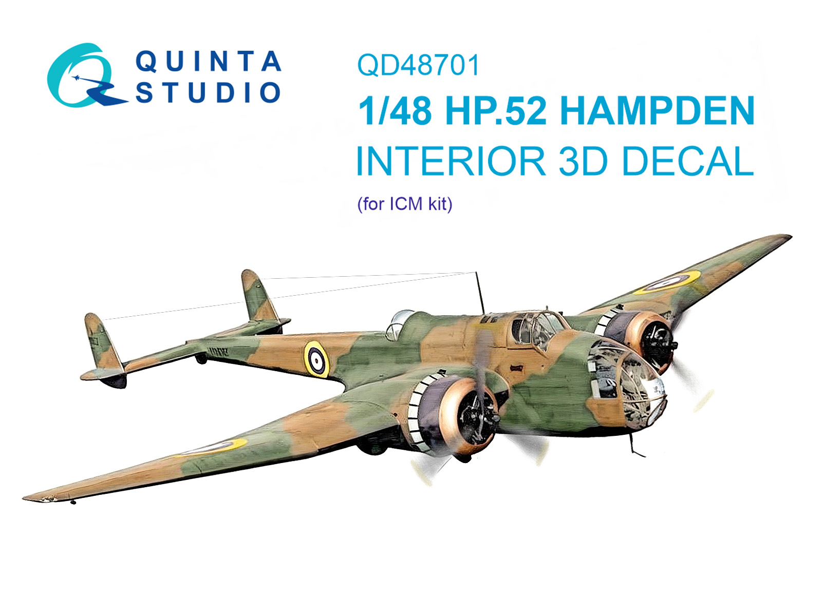 1:48 3D Декаль интерьера кабины HP.52 Hampden (ICM) - QD48701