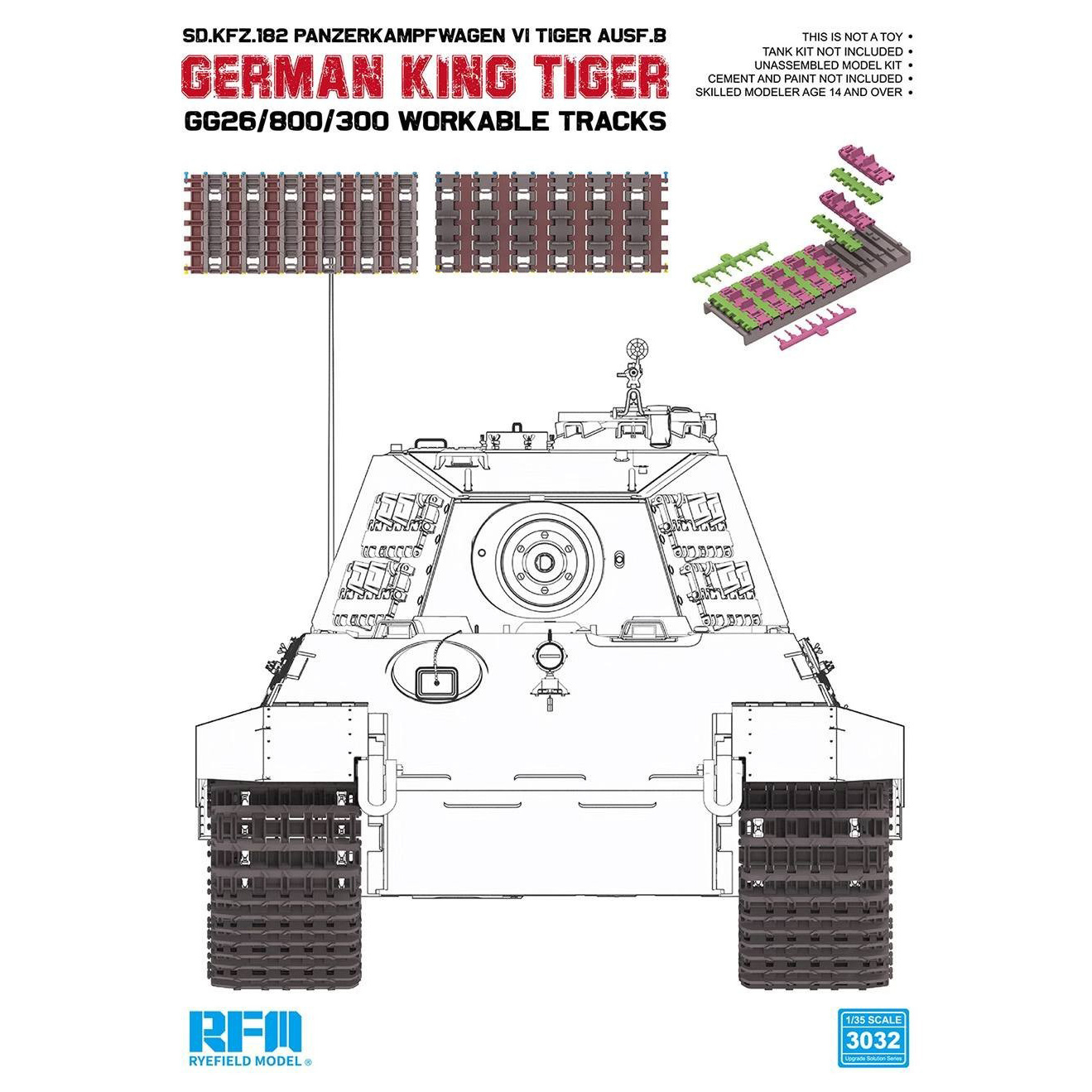 1:35 Рабочие траки для серии King Tiger Gg26/800/300 - RM-3032
