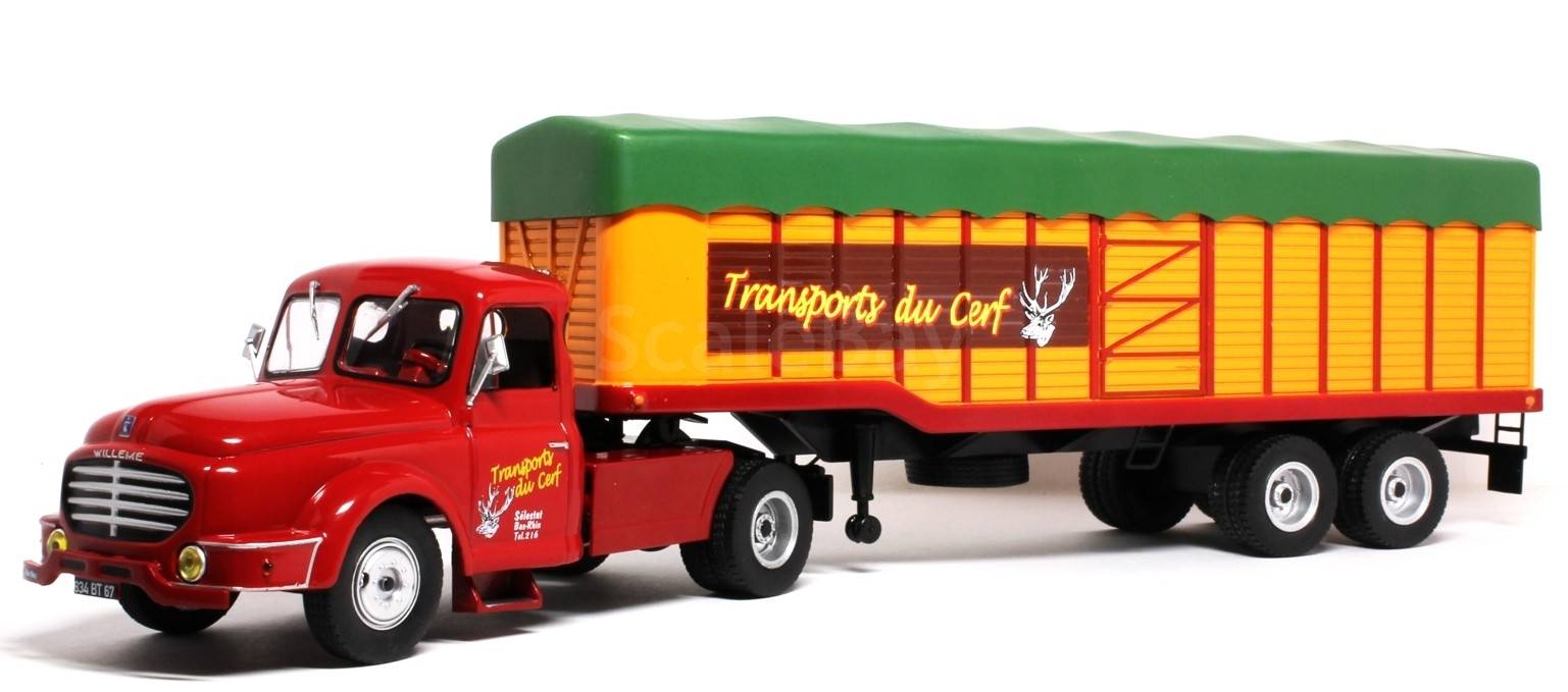 1:43 WILLEME Lc610 Truck Transports Du Cerf (1952), red / orange / green - ALT486