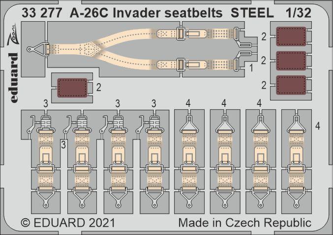1:32 Фототравление для A-26C Invader, стальные ремни - 33277