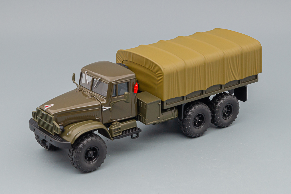 1:43 (Б/У) КРАЗ 255Б1 бортовой с тентом (1967), хаки / коричневый тент - H288b-X1