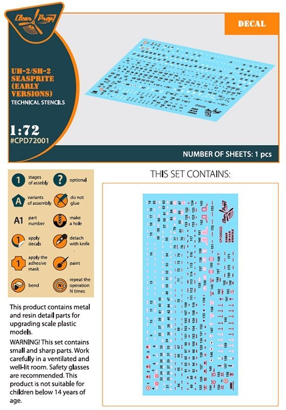 1:72 Декаль вертолет UH-2/SH-2 Seasprite - CPD72001