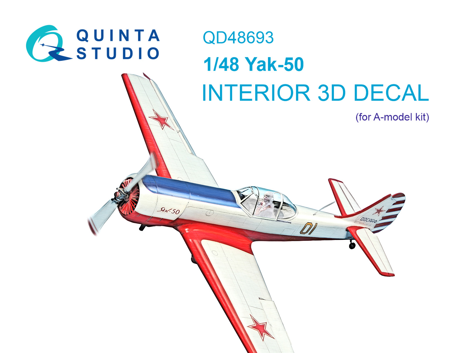 1:48 3D Декаль интерьера кабины Як-50 (A-model) - QD48693