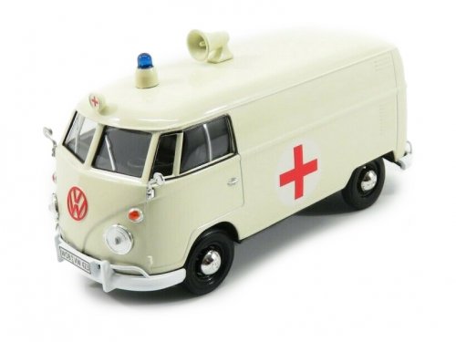1:24 VOLKSWAGEN Type 2 (T1) Delivery Van Red Cross Ambulance скорая помощь, white - 79565