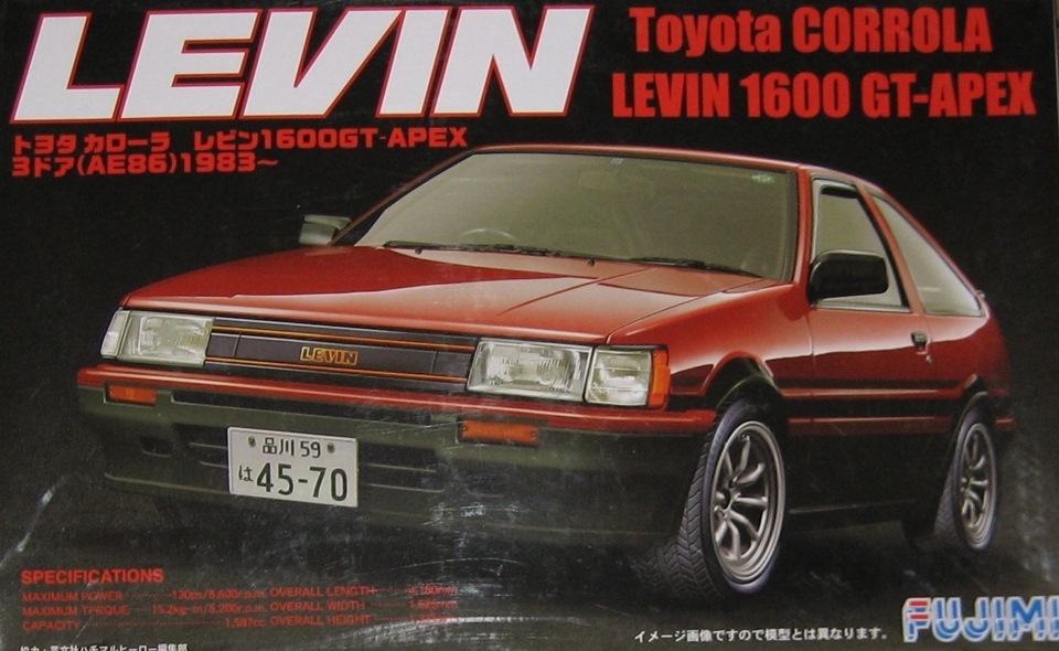 1:24 Сборная модель Toyota Corolla Levin 1600 GT-APEX AE86 (1983) - 04723