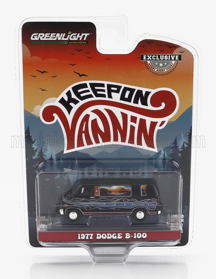 1:64 DODGE B-100 Van Mountain Sunrise Decoration (1977), Black - 30475