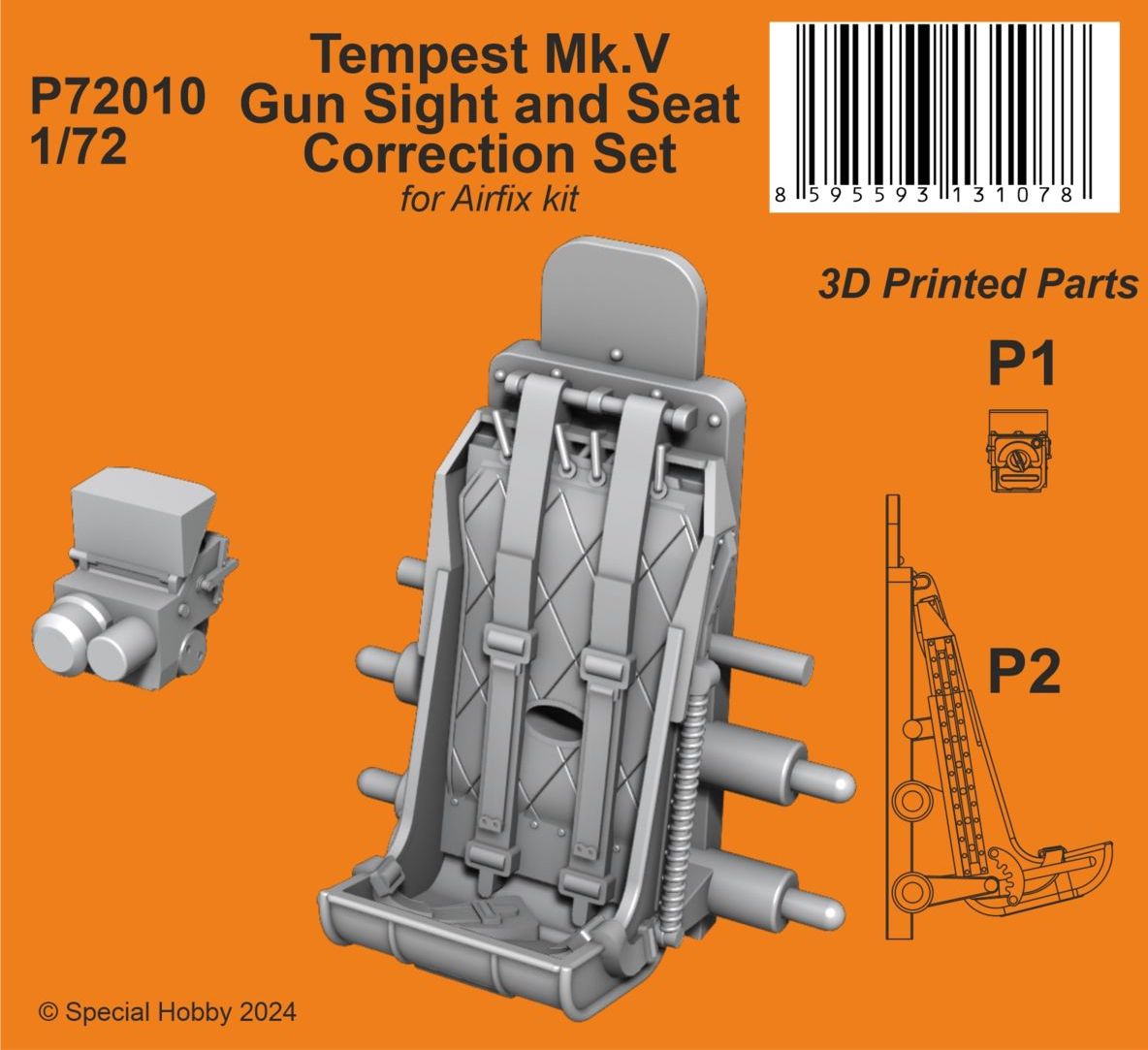1:72 Tempest Mk.V Gun Sight And Seat Correction Set (For Airfix Kit) - P72010