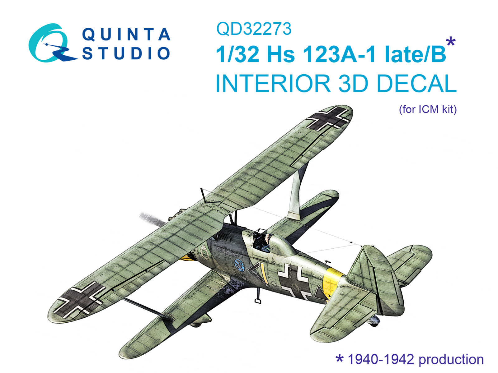 1:32 3D Декаль интерьера кабины Hs 123A-1 late/Hs 123B (ICM) - QD32273