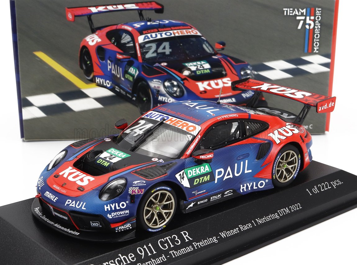 1:43 PORSCHE 911 992 Gt3 R Team 75 Bernhard №24 Winner Norisring Dtm (2022) Thomas Preining, Blue Red - 413226024