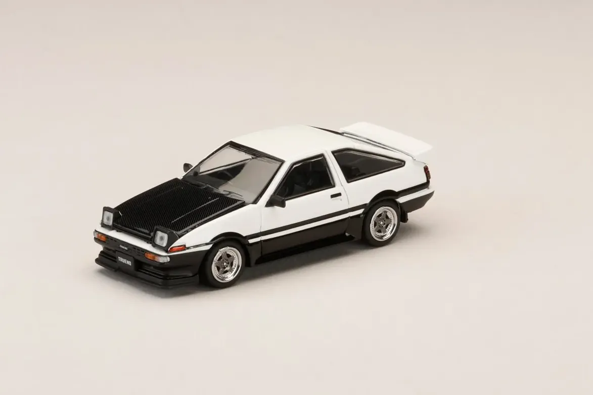 1:64 TOYOTA Sprinter Trueno GT APEX (AE86) Late Ver. JDM Style Carbon Bonnet, white/black - HJ647052WB