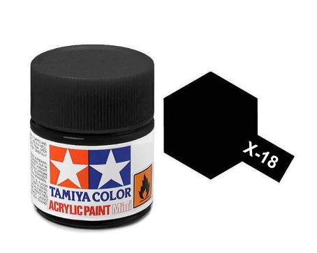 X-18 Semi Gloss Black (краска акриловая, глянцевый полуматовый черный), 10 мл. - 81518