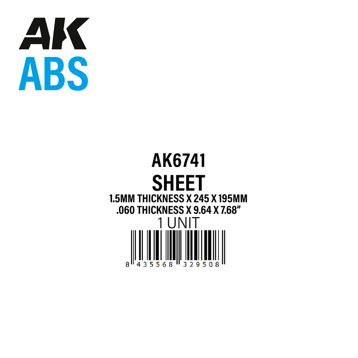 Лист АБС-пластика, толщина 1.5 мм x 245 x 195 мм (2 штуки) - AK6741