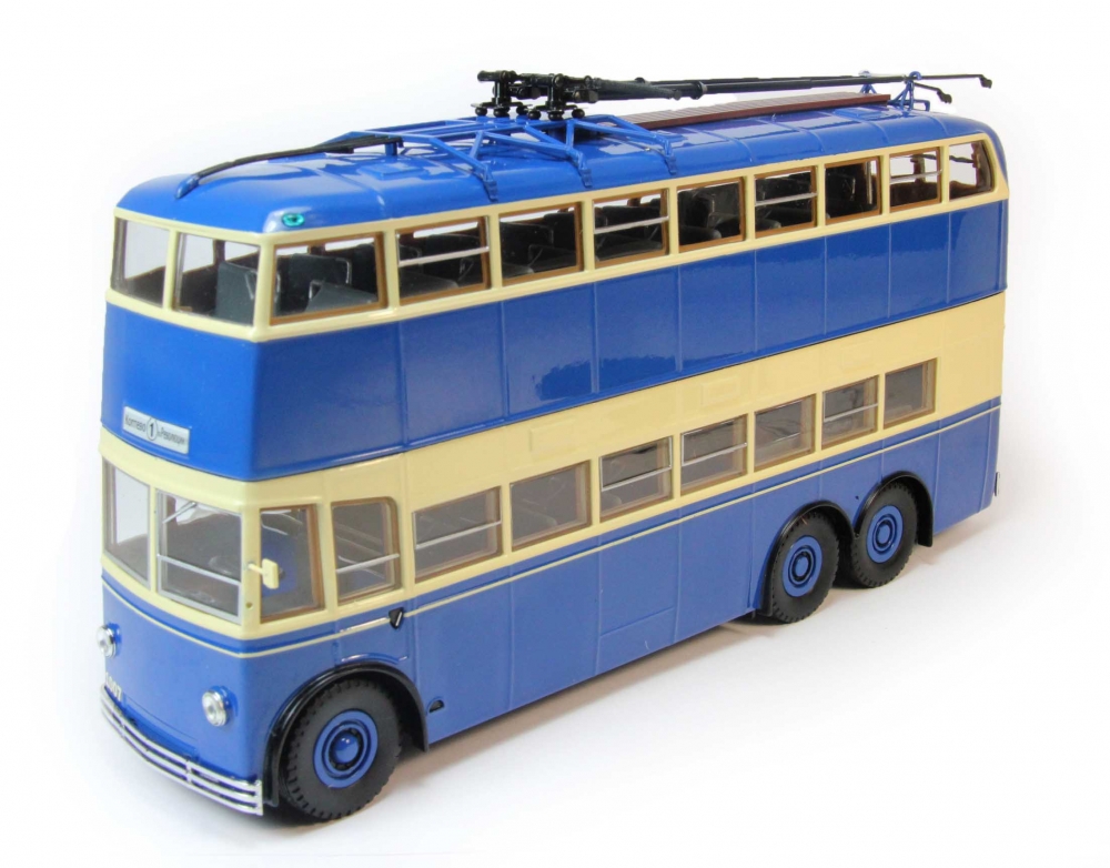 1:43 ЯТБ-3 Городской троллейбус 2-х дверный (1938-1939), синий / кремовый - UM43-A5/2