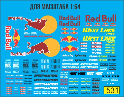 1:64 Декаль RED BULL Racing - U531