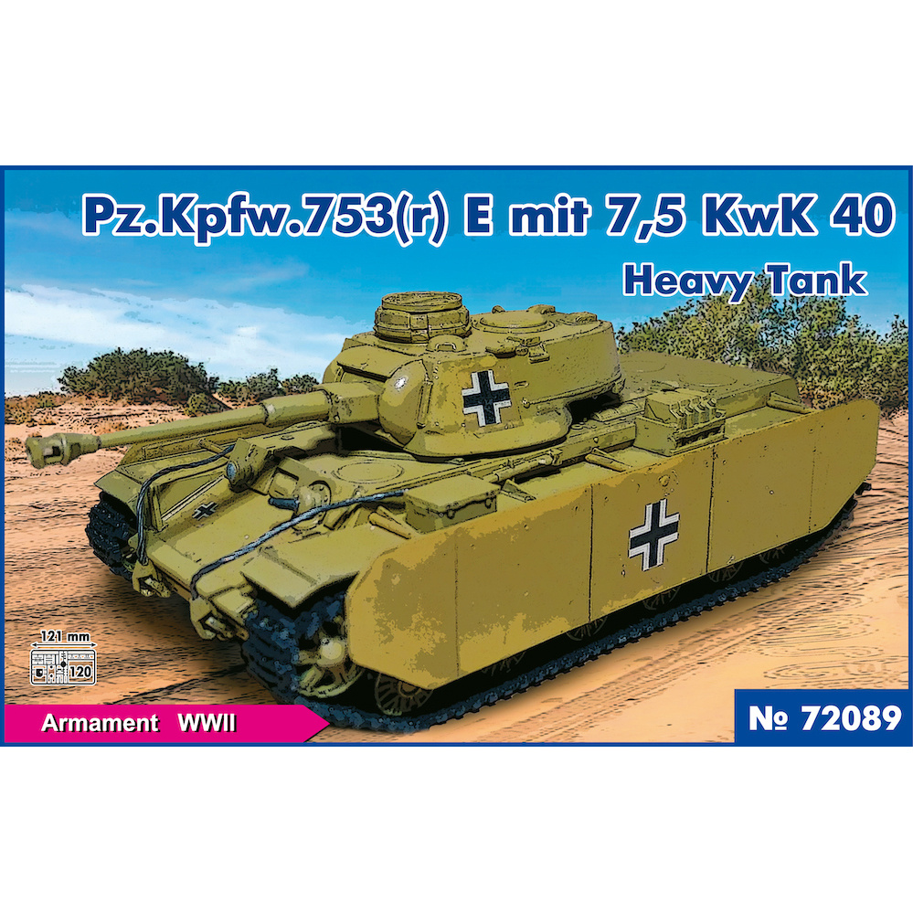 1:72 Сборная модель тяжелый танк Pz.Kpfw. 753 (r) E mit 7.5 KwK.40 - 72089