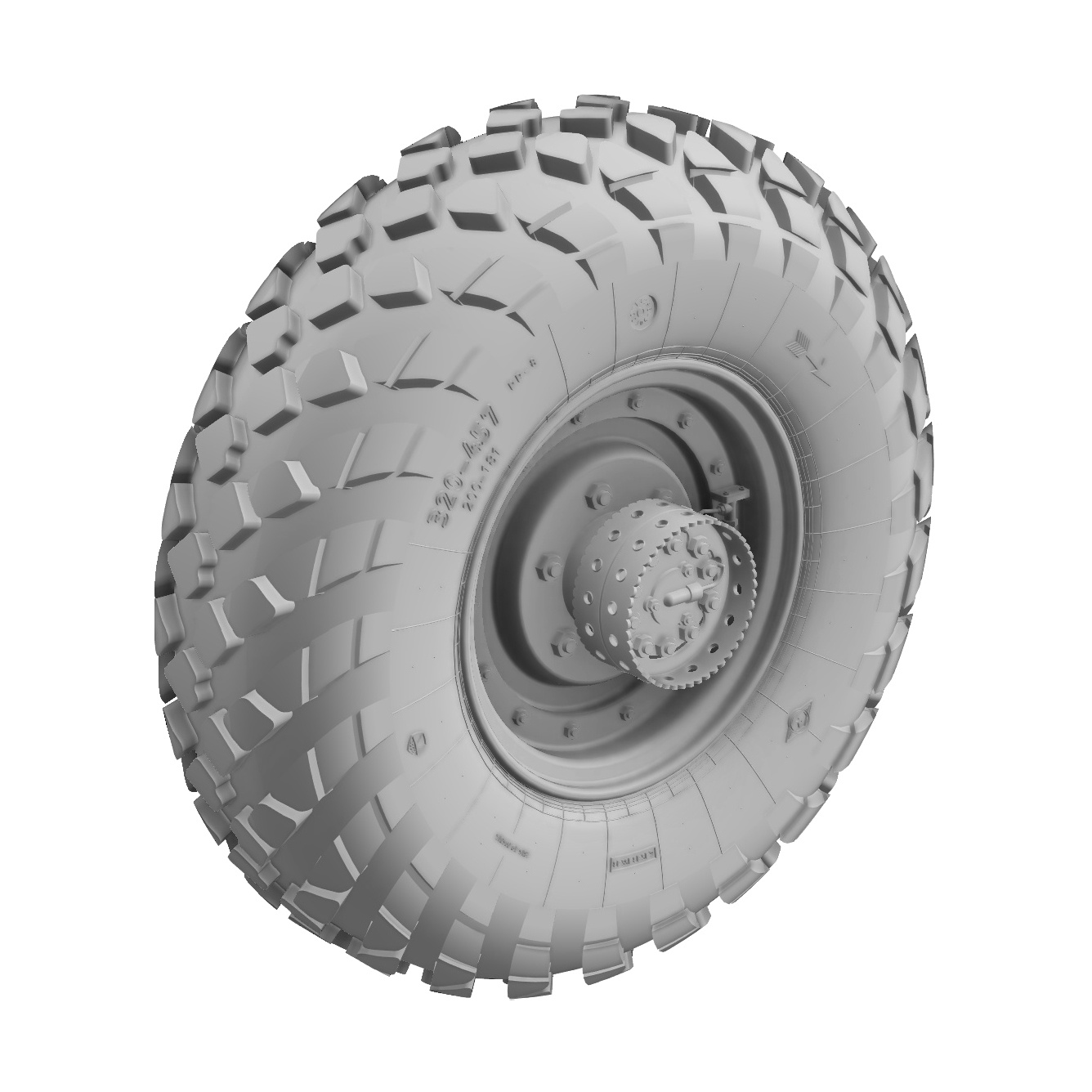 1:35 Колёса К-70 c просадкой на разборных дисках (ранние) для модели фирмы 'Звезда', арт. 3707 (двумя деталями, диск отдельно) - TL35036