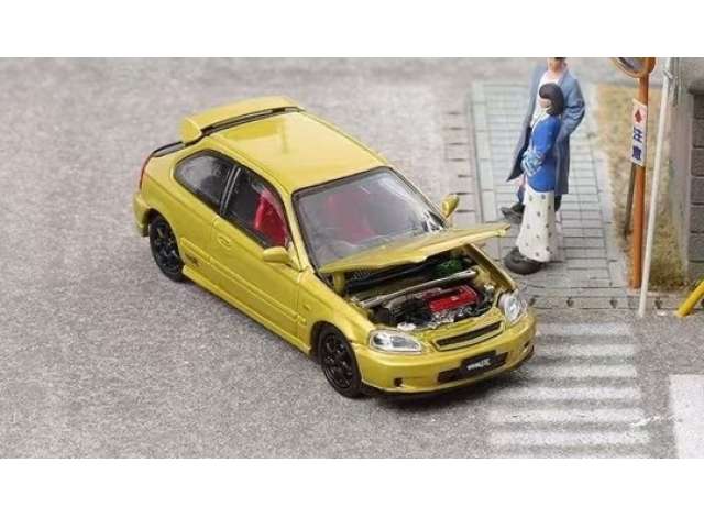 1:64 Honda EK9 with opening hood, gold - FH036