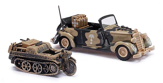 1:87 MERCEDES-BENZ 170V Instandsetzungsfahrzeug der Luftwaffe Afrikacorps mit Kettenkrad - 41424