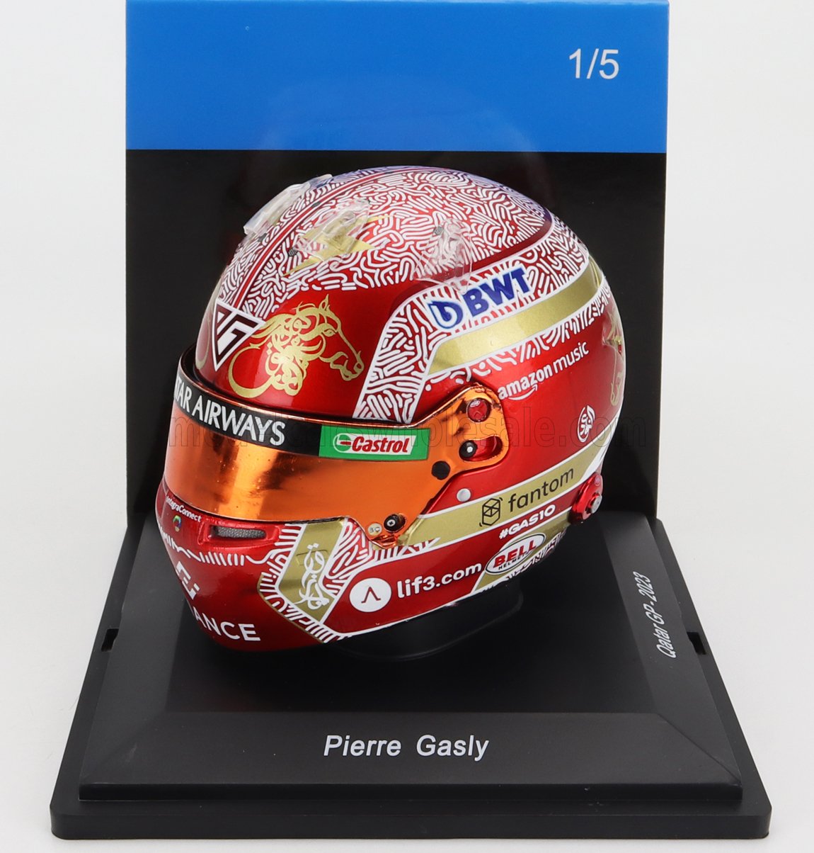 1:5 BELL HELMET F1 Casco Helmet Renault A523 Team Bwt Alpine №10 Qatar Gp (2023) Pierre Gasly, Red Gold - 5HF135