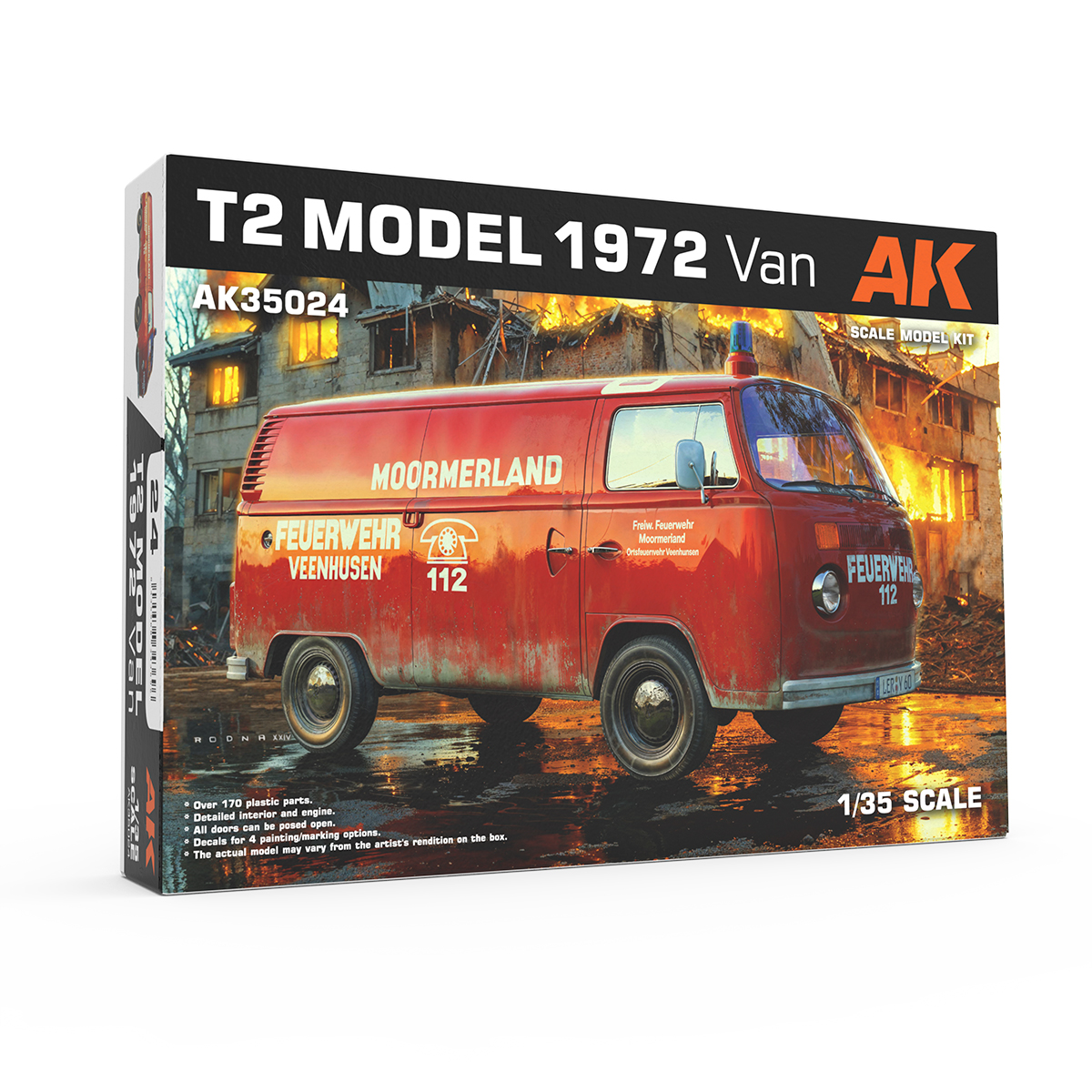 1:35 Сборная модель Легковой автомобиль фургон VOLKSWAGEN T2 Model 1972 Van - AK35024