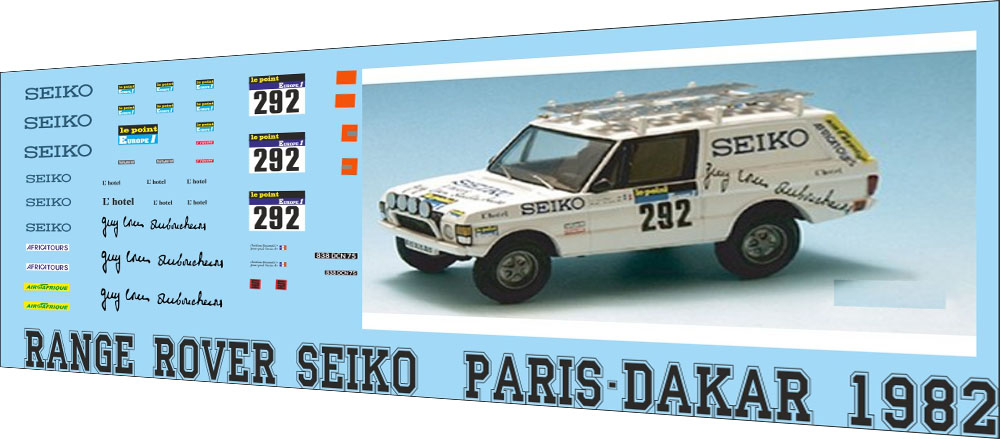 1:43 Набор декалей LAND ROVER Range Rover Seiko Dakar 1982 - U086