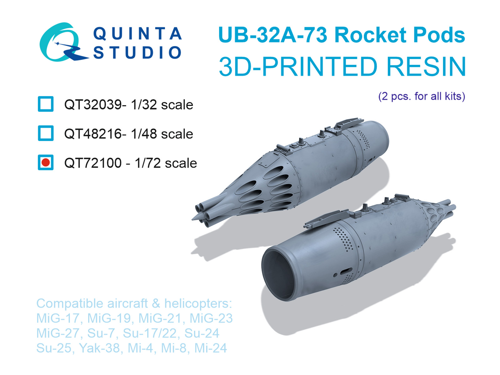 1:72 Блоки неуправляемых ракет УБ-32А-73, 2 шт. (для всех моделей) - QT72100