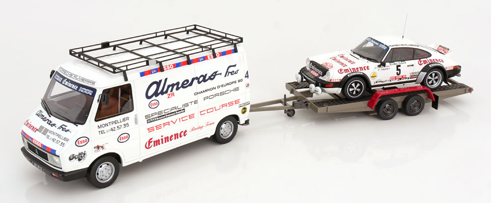 1:18 PORSCHE 911 SC Rally Portugal Set with Citroen C35  and Trailer, Therier/Vial (1981), Almeras - OT374