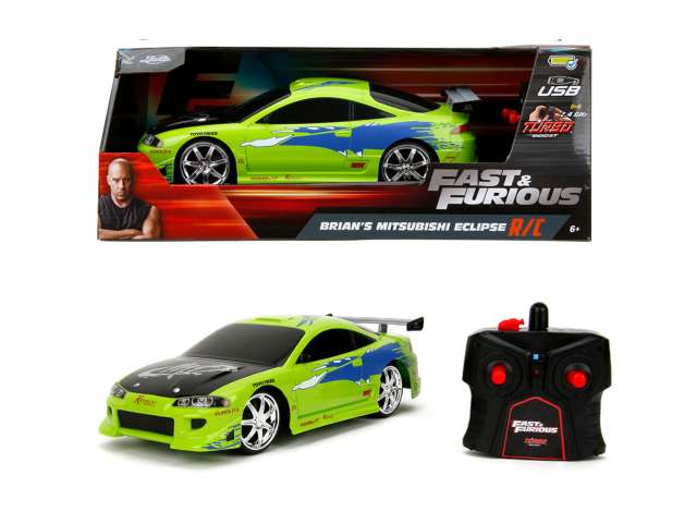 1:16 MITSUBISHI Eclipse (1995) Fast & Furious (Форсаж), зеленый с синим - 253206014