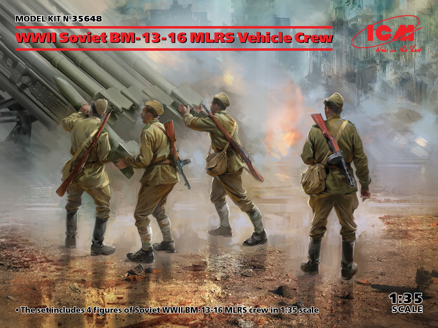 1:35 Сборная модель Фигуры, Расчет установки РСЗО БМ-13-16 II МВ - 35648
