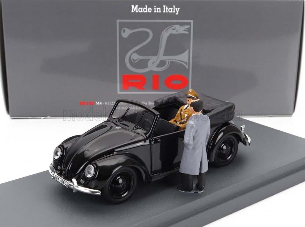 1:43 VOLKSWAGEN Beetle Maggiolino Cabriolet Open With Hitler And Porsche Figures (1936) - Inspecting The First Beetle In Stuttgart, Black - 4712/P