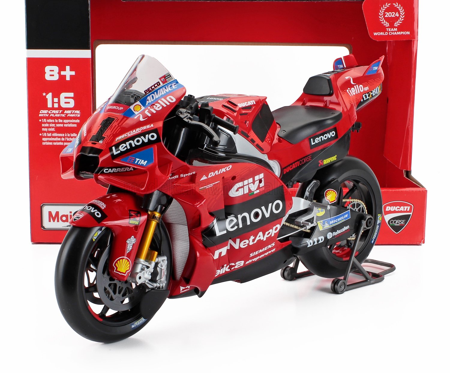 1:6 DUCATI Desmosedici Gp24 Team Lenovo №1 Motogp Season (2024) Francesco Bagnaia, Red - 32245RED