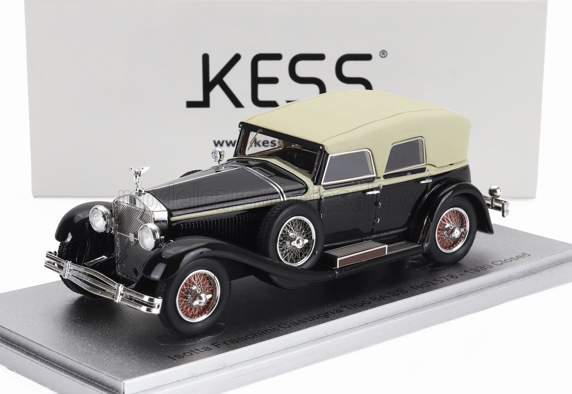 1:43 ISOTTA FRASCHINI Tipo 8a Ss Castagna Ch.1578 Cabriolet Closed (1930), Black Beige - KE43039002