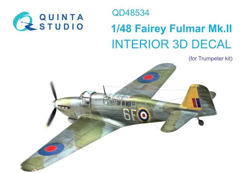 1:48 3D Декаль интерьера кабины Fairey Fulmar Mk.II (Trumpeter) - QD48534