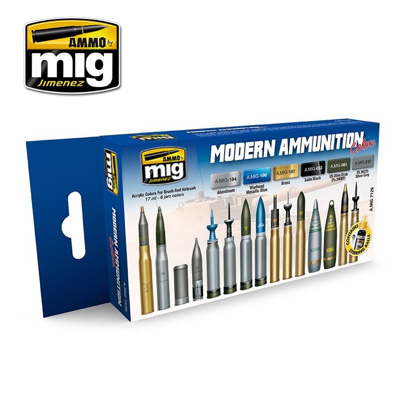 Набор акриловых красок MODERN AMMUNITION SET (современные боеприпасы) - AMIG7129