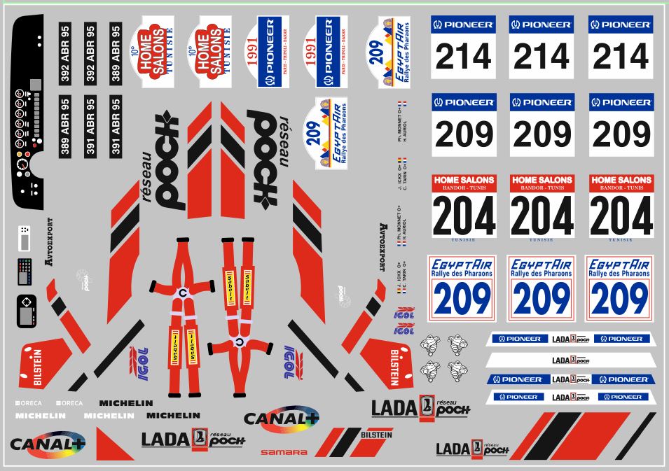 1:43 Набор декалей Волжский автомобиль LADA спорт (вариант4) (100х70) - DKM0254