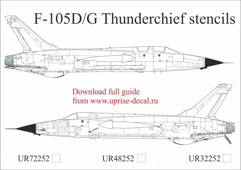 1:48 Декаль для F-105D/G Thunderchief тех. надписи - UR48252