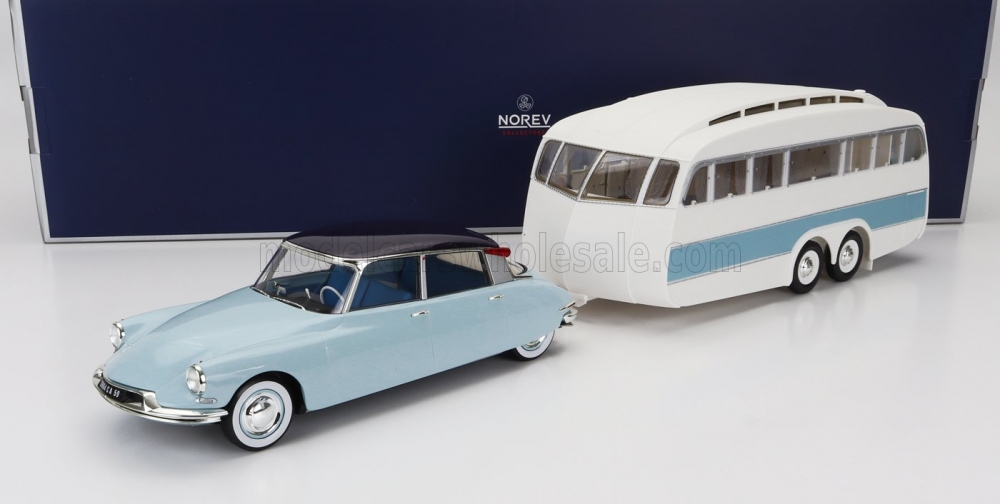1:18 CITROEN Ds19 With Roulotte (1960), Blue White - 181760