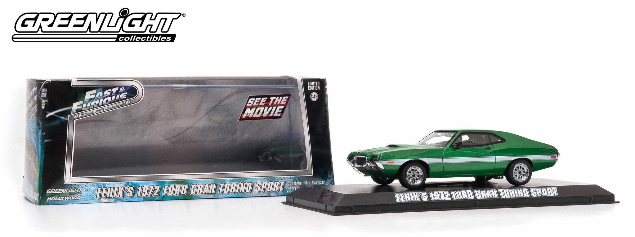 1:43 FORD Gran Torino Sport Fenix`s из к/ф 'Форсаж IV' (1972), green - 86218