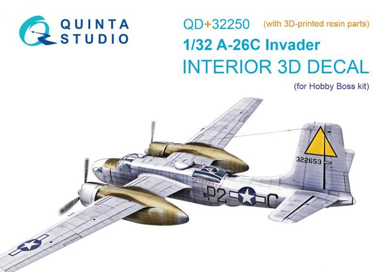 1:32 3D Декаль интерьера кабины A-26C Invader (Hobby Boss) (с 3D-печатными деталями) - QD+32250