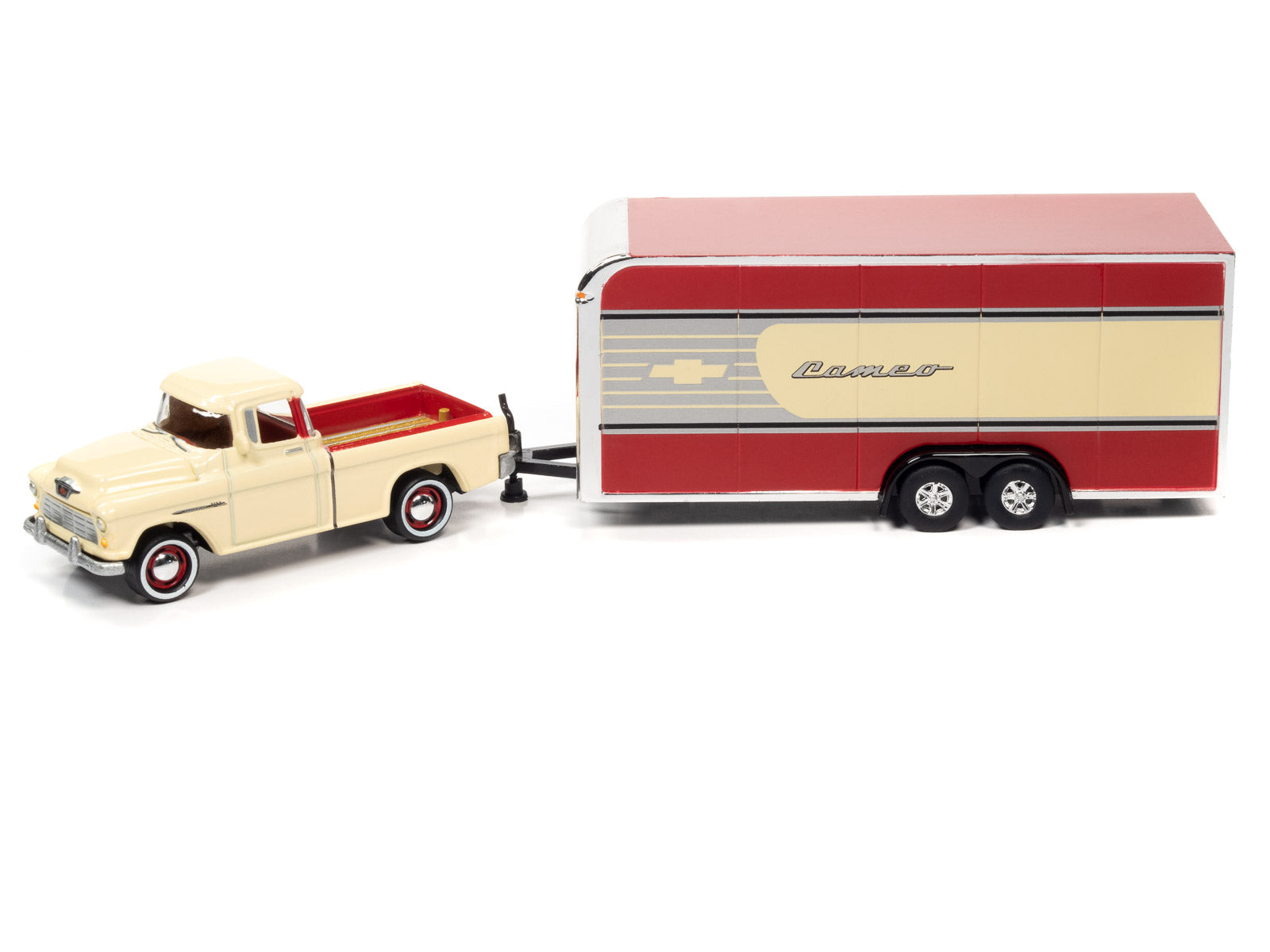 1:64 CHEVROLET Cameo (1955) with Enclosed Car Trailer, Bombay Ivory - JLSP200B