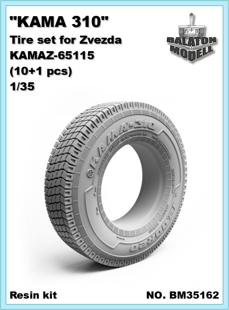 1:35 Комплект шин для Камский 65115 (11 штук) - KAMA 310 (11pcs) for Zvezda dumper kit - BM35162