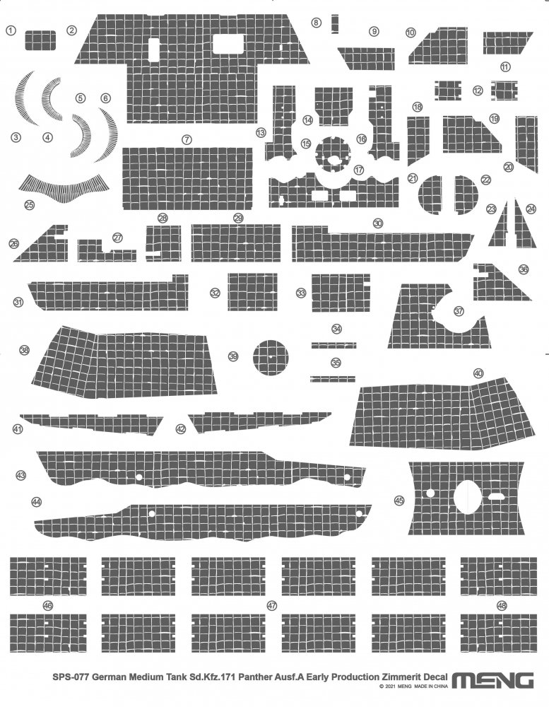 1:35 Декаль для иммитации циммерита Sd.Kfz.171 Panther Ausf.A Early Production - SPS-077