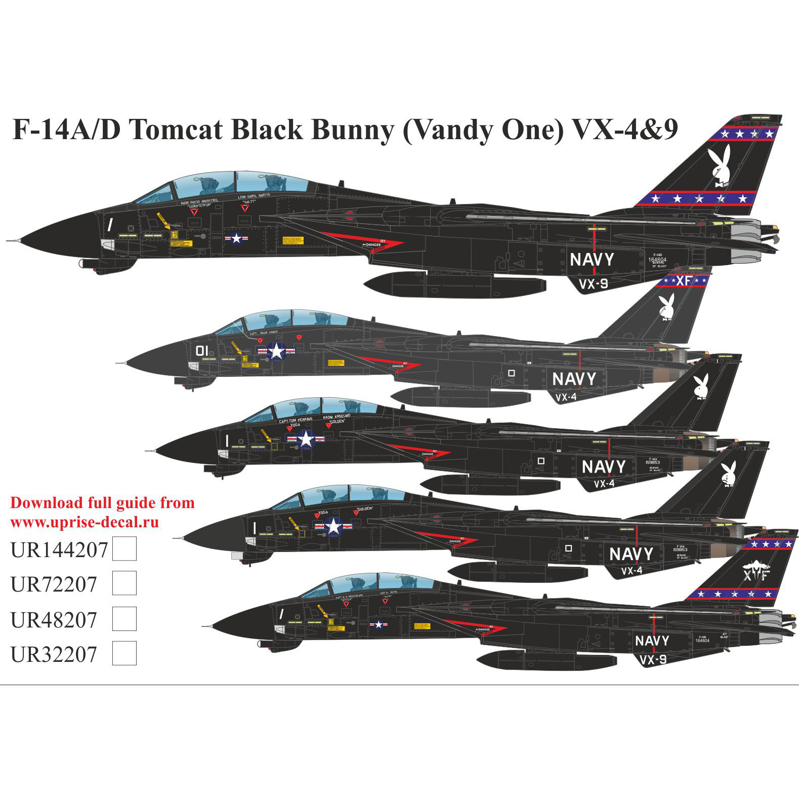 1:144 Декаль для F-14A/D Tomcat Black Bunny FFA (удаляемая лаковая подложка) - UR144207