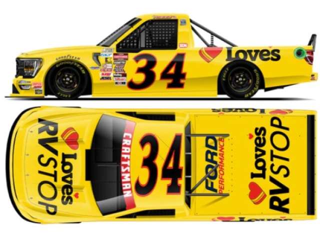 1:64 Ford F-150 #34 Layne Riggs *Loveâ€™s RV Stop*, yellow/red/black 2025 - T342565LTSLR