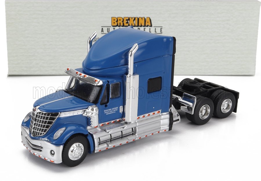 1:87 INTERNATIONAL Lonestar Tractor Truck 3-assi (2010), Blue Silver - BRE85832