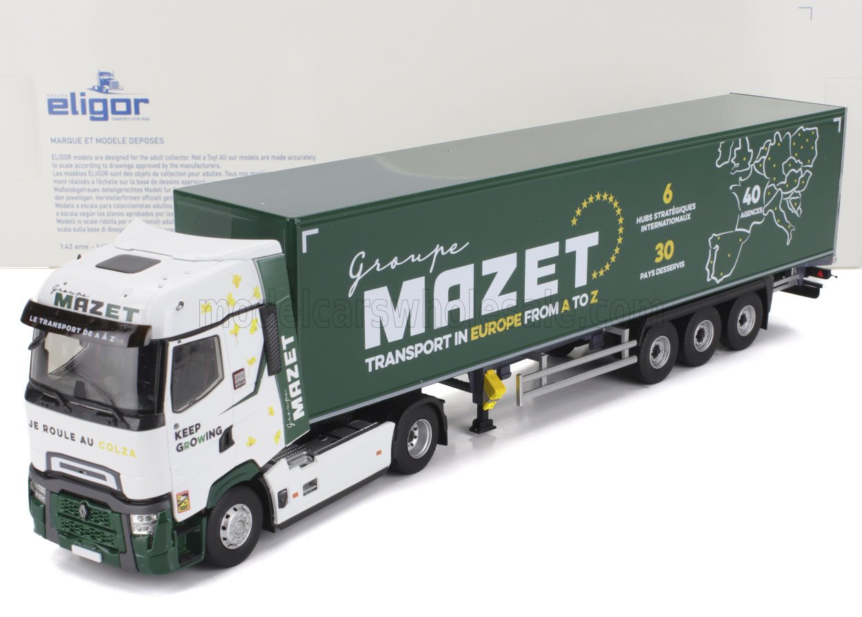 1:43 RENAULT T-line High Truck Cassonato Mazet Transports (2023), White Green - 118343