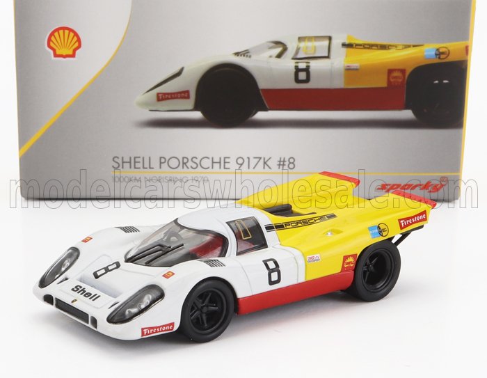 1:64 PORSCHE 917k Team Shell №8 1000km Norisring (1970) G.van Lennep, White Yellow Red - YO64001