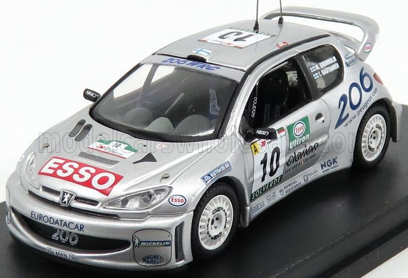 1:43 PEUGEOT 206 Wrc №10 2nd Rally Portugal (2000) M.gronholm - T.rautiainen, Silver - RRAL067