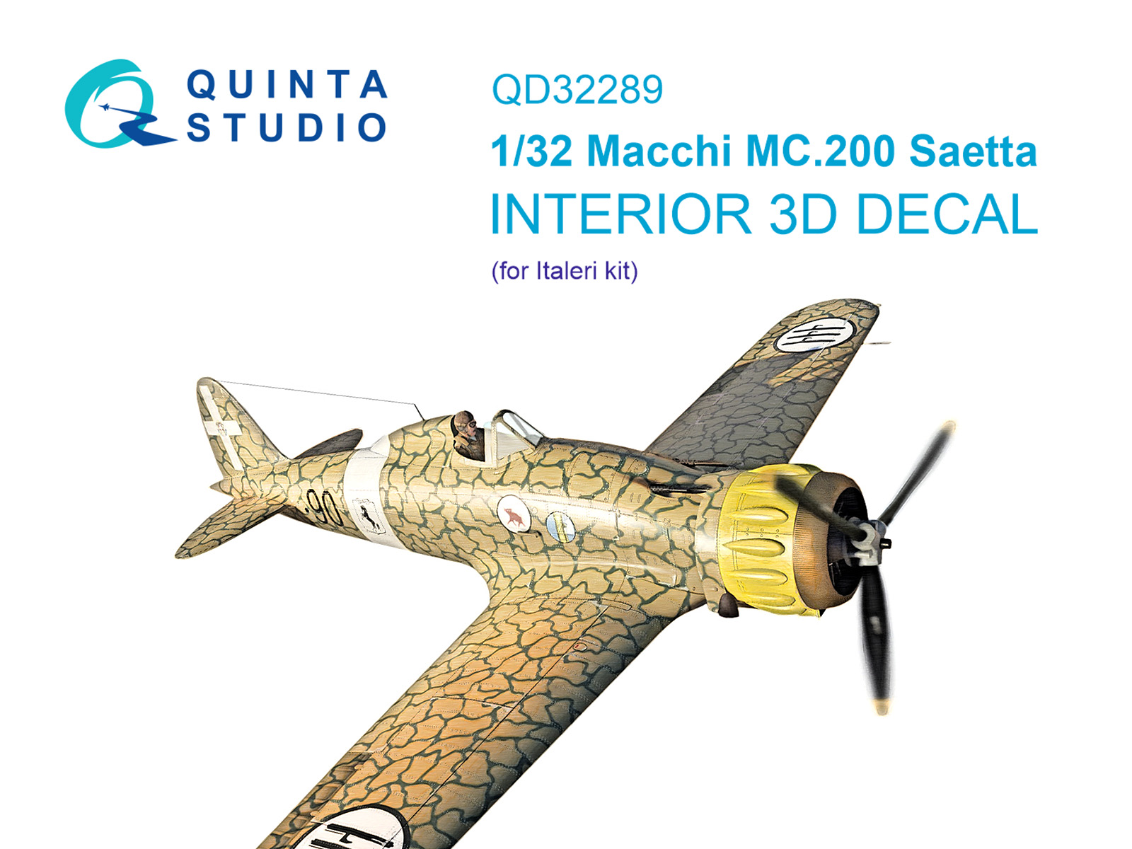 1:32 3D Декаль интерьера кабины пилота Macchi MC.200 Saetta (Italeri) - QD32289