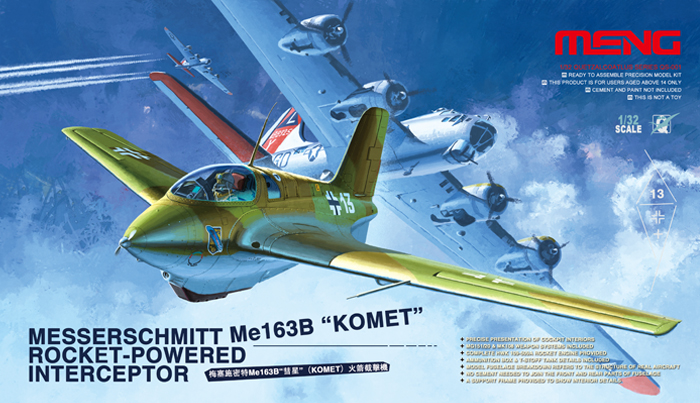 1:32 Сборная модель Самолет MESSERSCHMITT ME163B KOMET - QS-001